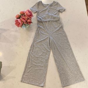 Girls Gray Ribbed Short Sleeve Pants Romper Size 8